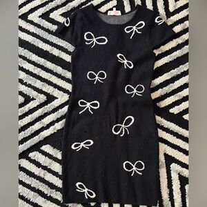 Charming Black and White Bow Kids Dress